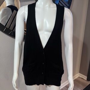 7 For All Mankind Black Cashmere Sweater Vest
